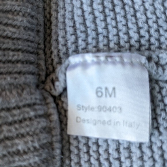 Papillon Grey Knit 2-piece Pom Pom Removable Collar Outfit 6 months - Picture 10 of 11